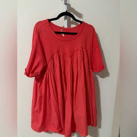 Free People Catalina Mini Dress in a coral babydoll Silhouette - Picture 2 of 8